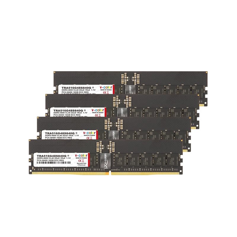 v-color 64GB (4 x 16GB) OC R-DIMM - AMD TRX50, DDR5 6000MHz, CL32, 1.40V, musta
