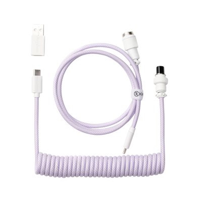 Keychron Coiled Aviator Cable 8K - Straight, näppäimistön kierrekaapeli, vaaleanvioletti