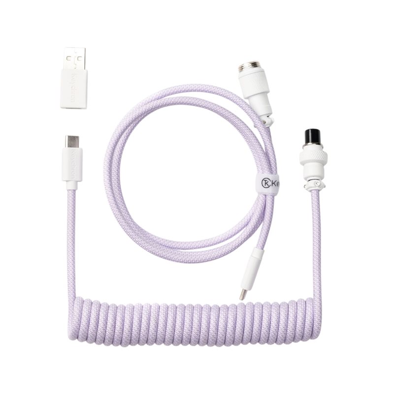 Keychron Coiled Aviator Cable 8K - Straight, näppäimistön kierrekaapeli, vaaleanvioletti