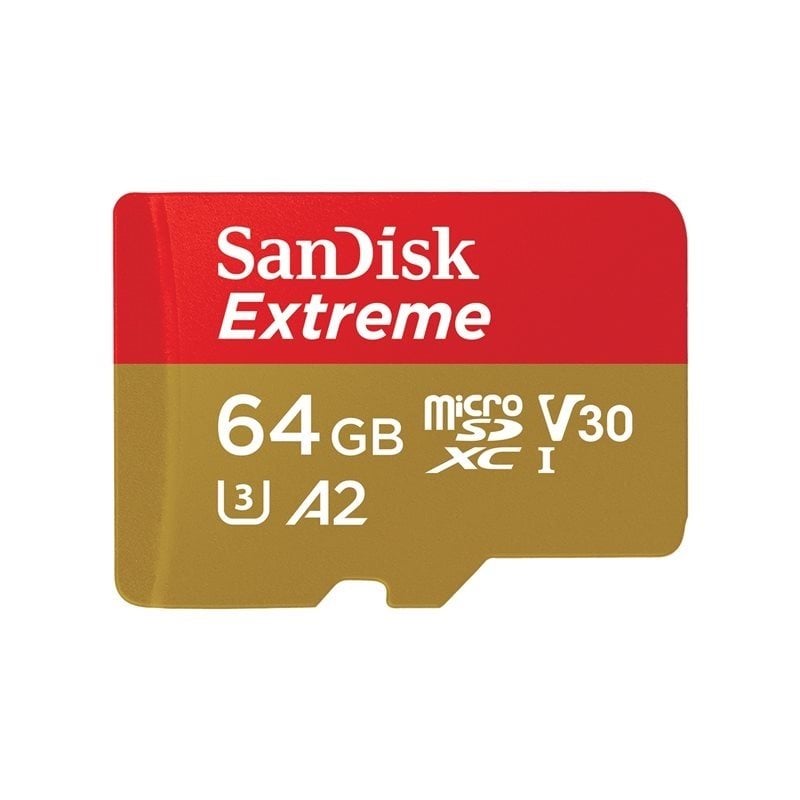 Sandisk 64GB Extreme, microSDXC -muistikortti, A2 / V30 / UHS-I U3, jopa 170/80 MB/s