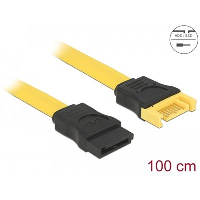 DeLock SATA3 -jatkokaapeli, 1m, keltainen