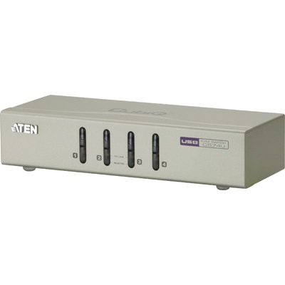 Aten KVM-kytkin, 1 pääte ohjaa 4 tietokonetta, VGA/USB/ääni, hopea