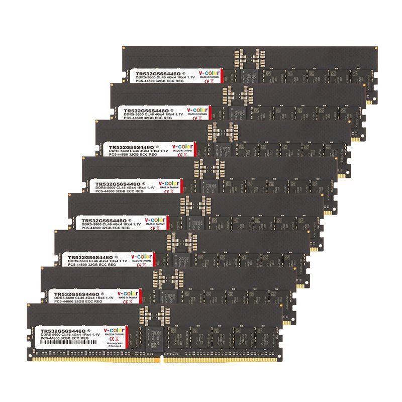 v-color 256GB (8 x 32GB) R-DIMM - STANDARD, DDR5 5600MHz, ECC, CL46, 1.10V, musta