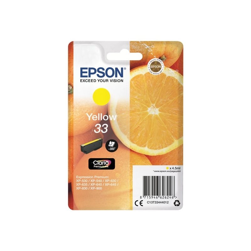 Epson 33 Claria Premium Ink Oranges -väriainekasetti, keltainen (SEC)