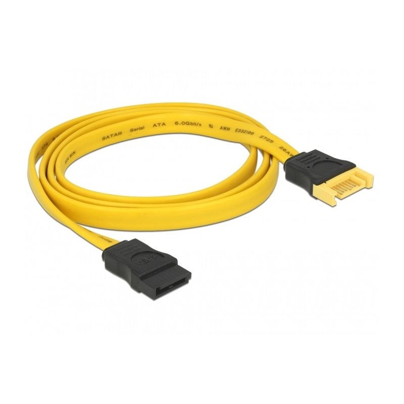 DeLock SATA3 -jatkokaapeli, 1m, keltainen - Kuva 2