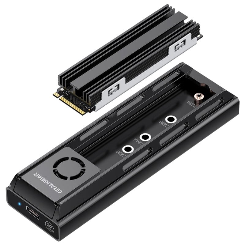 GRAUGEAR USB3.2 Gen2x2 -telakointiasema M.2 NVMe / NGFF SSD-levylle, musta