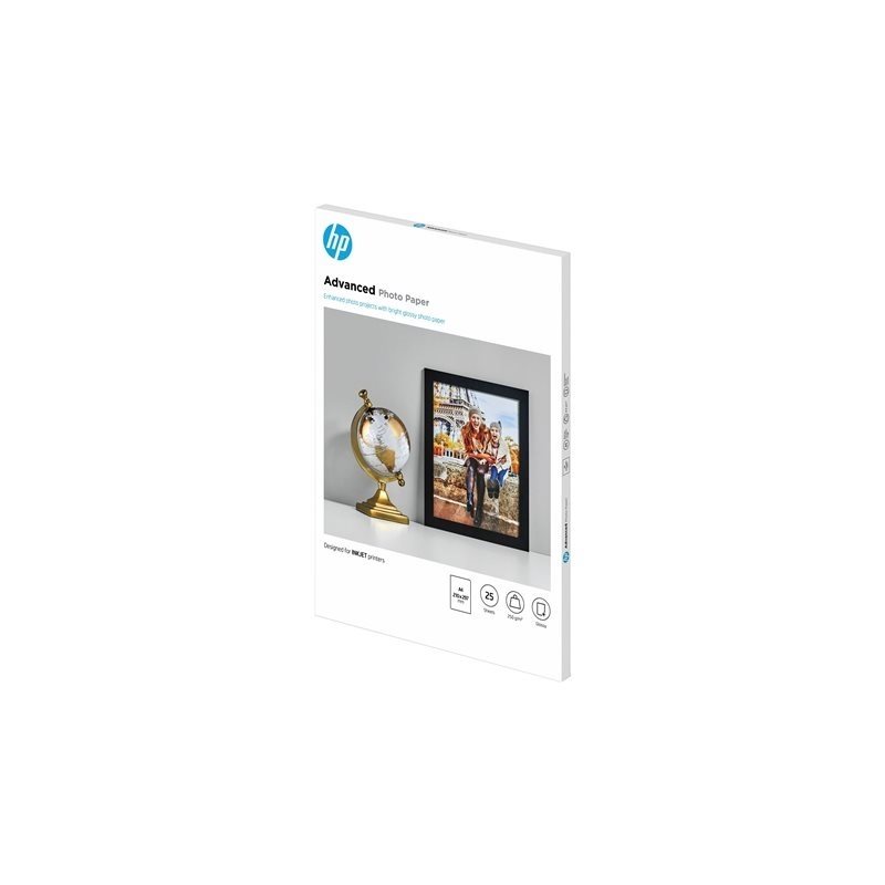HP Advanced Glossy Photo Paper - Kiiltävä - A4 (210 x 297 mm) - 250 g/m² - 25 arkkia, valokuvapaperi