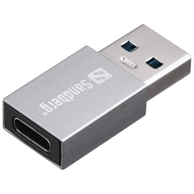 Sandberg 3.2 Gen1 USB-A -> USB-C -adapteri, hopea