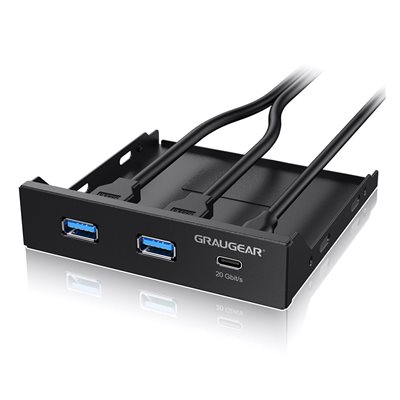 GRAUGEAR 3.5" etupaneeli, 2x USB-C + 2x USB-A, musta