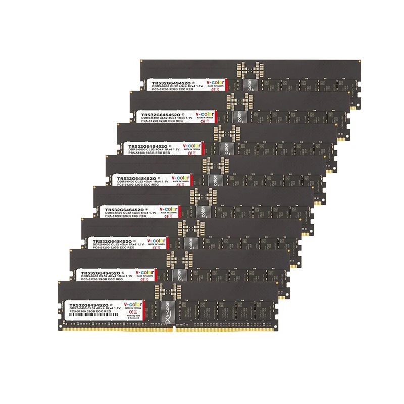 v-color 256GB (8 x 32GB) R-DIMM - STANDARD, DDR5 6400MHz, ECC, CL52, 1.10V, musta