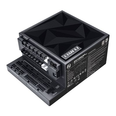 Lian Li 1350W EDGE Platinum V2, ATX-virtalähde, 80 Plus Platinum, + USB HUB, PCIe 5.1, ATX 3.1, musta