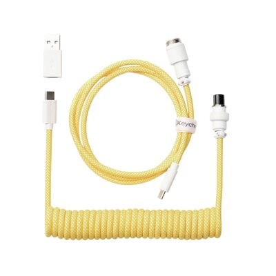 Keychron Coiled Aviator Cable 8K - Straight, näppäimistön kierrekaapeli, keltainen