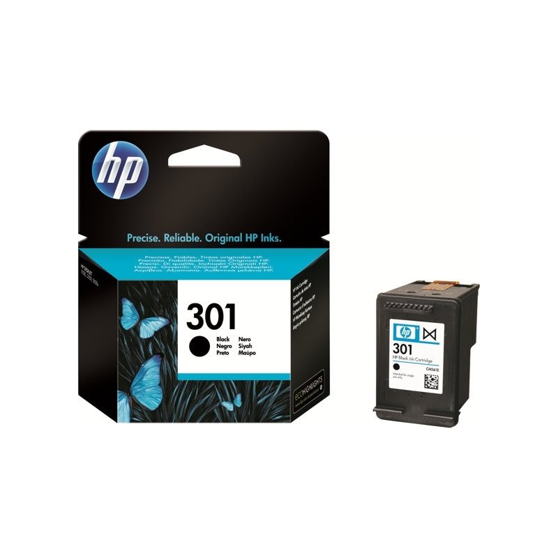 HP 301, musta värikasetti, blister-pakattu