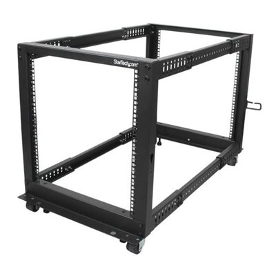 StarTech.com 12U -palvelinräkki säädettävällä syvyydellä, avoin runko, musta