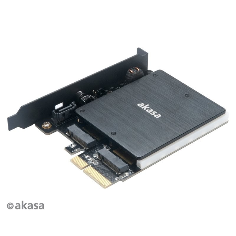 Akasa M.2 PCIe ja M.2 SATA SSD -sovitinkortti (Poistotuote! Norm. 34,90€)