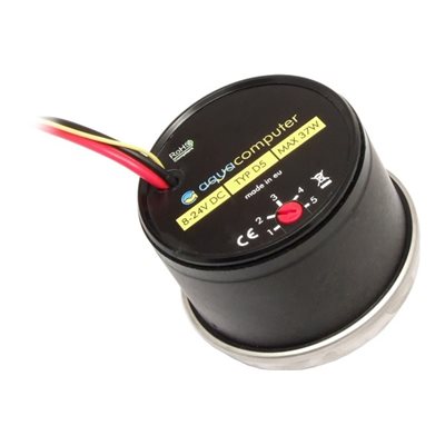 Aqua Computer D5 pumppumoottori, jossa nopeussignaali, musta/hopea