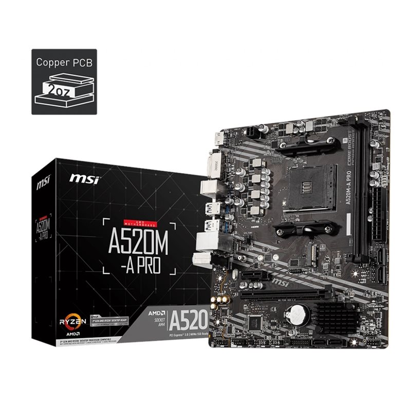 MSI A520M-A PRO, mATX-emolevy