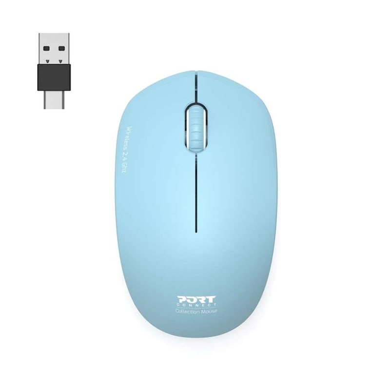 Port Designs Wireless Collection Mouse, USB-A+C, Azur