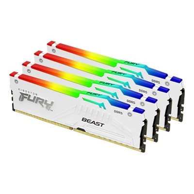 Kingston 64GB (4 x 16GB) FURY Beast White RGB, DDR5 6000MHz, CL40, 1.35V, valkoinen