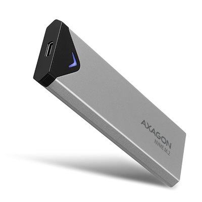 AXAGON Ulkoinen kotelo M.2 NVMe SSD-levylle, 3.2 Gen2 USB-C, hopea