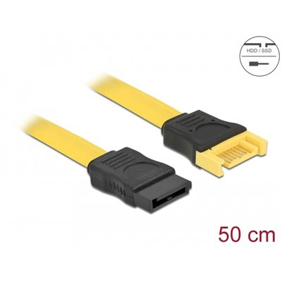 DeLock SATA3 -jatkokaapeli, 50cm, keltainen