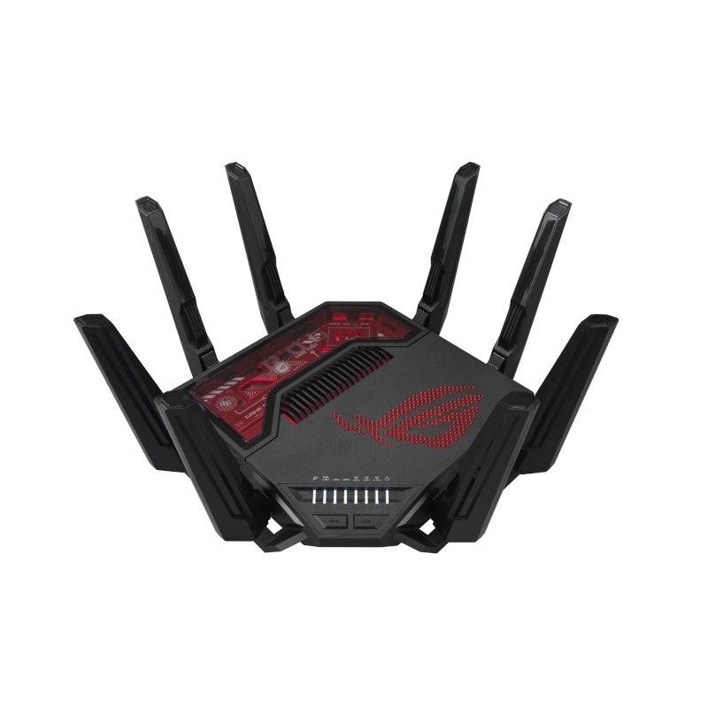 Asus ROG Rapture GT-BE19000, Tri-band WiFi 7 -pelireititin, musta/punainen