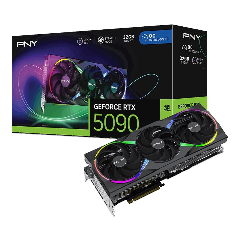 PNY GeForce RTX 5090 ARGB EPIC-X RGB OC Triple Fan -näytönohjain, 32GB GDDR7