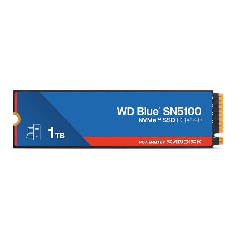 Western Digital 1TB WD Blue SN5100 NVMe SSD -levy, M.2 2280, PCIe 4.0 x4, 7100/6700 MB/s