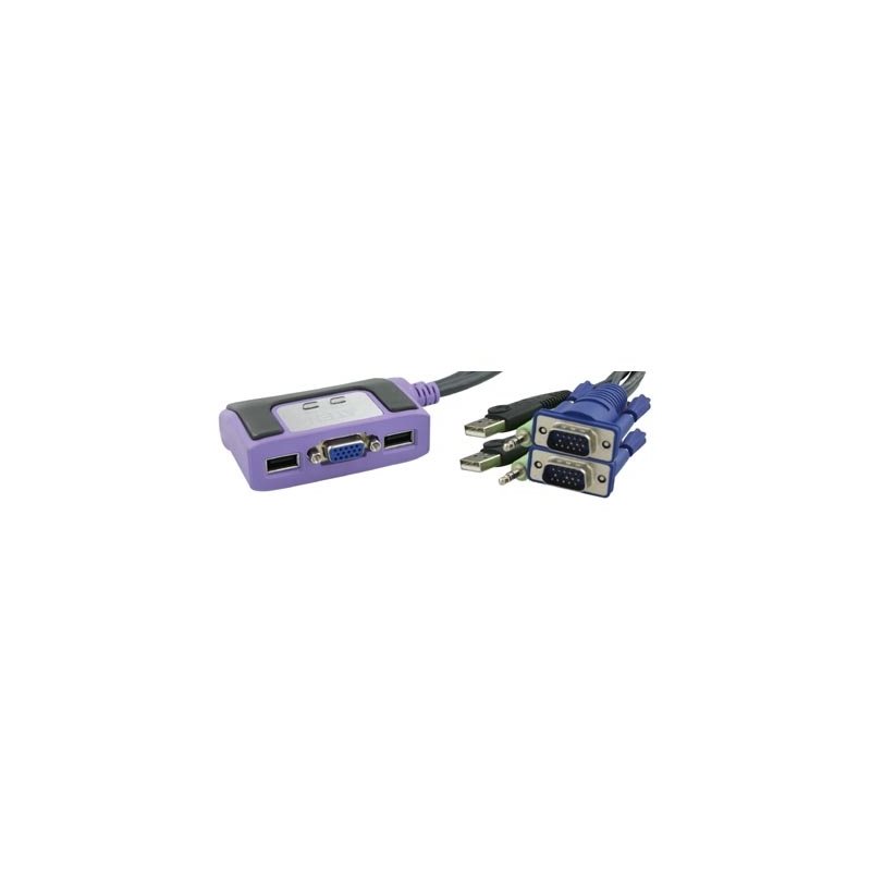 Aten KVM-kytkin, 1>2 VGA, USB ja ääni, 0,9m