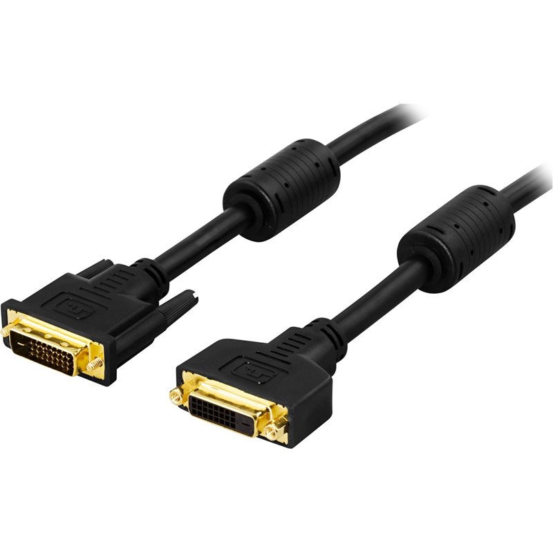 Deltaco DVI-D -näyttöjatkokaapeli, Dual-Link, 2m, musta