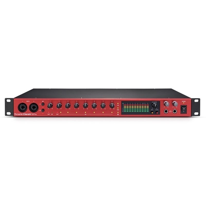 Focusrite Clarett+ 8Pre, 18-in, 20-out ulkoinen USB-äänikortti/Audio Interface, musta/punainen