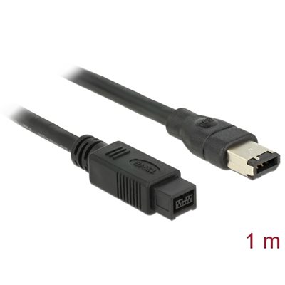 DeLock FireWire 9-pin -> 6-pin -kaapeli, 1m, musta