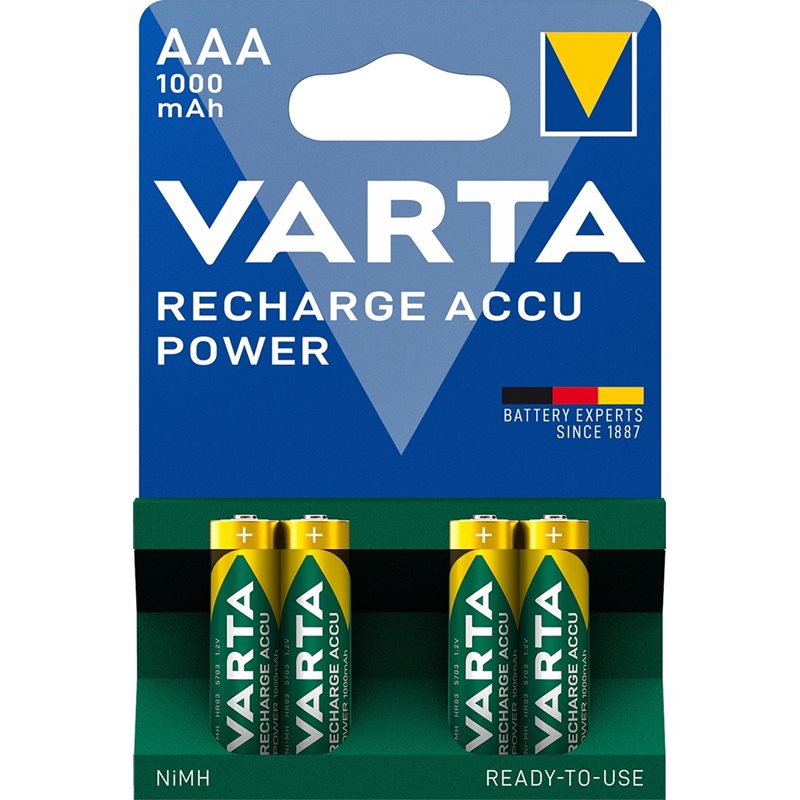 Varta AAA/LR03 -akkuparisto, 1000mAh, 4kpl