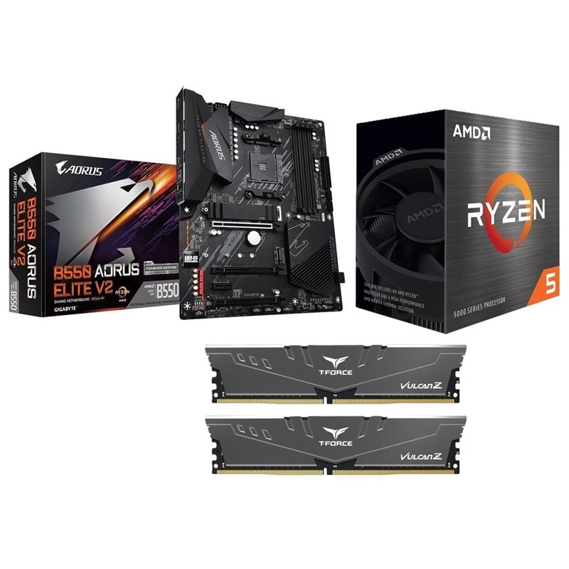 Gigabyte B550M AORUS ELITE + Ryzen 5 5600T + 16GB DDR4 3200MHz -tuotepaketti