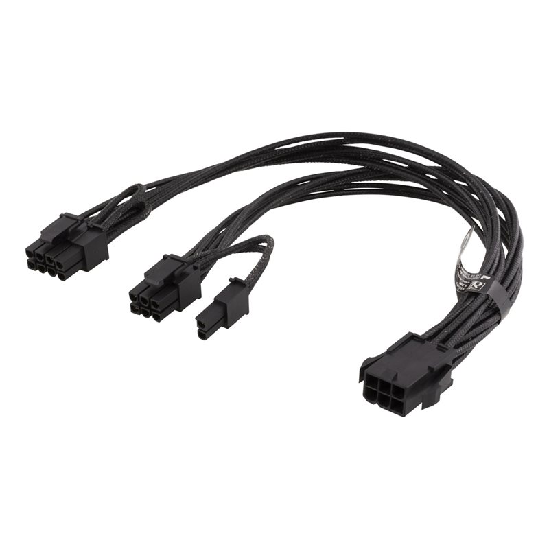 Deltaco PCIe 6-pin > PCIe 2x 8-pin -adapterikaapeli, 30 cm
