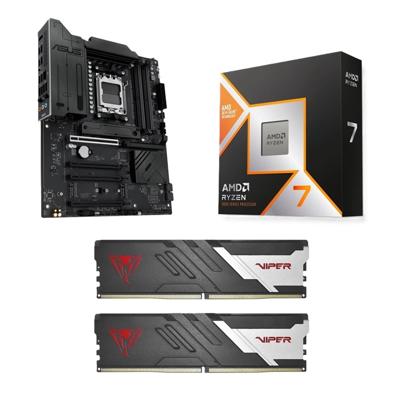 Asus X870 MAX GAMING WIFI7 + 9800X3D + 32GB -tuotepaketti