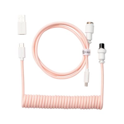 Keychron Coiled Aviator Cable 8K - Straight, näppäimistön kierrekaapeli, vaaleanpunainen