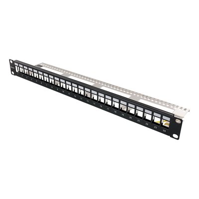 Deltaco 19" 24-porttinen Keystone -kytkentäpaneeli, 1U, musta