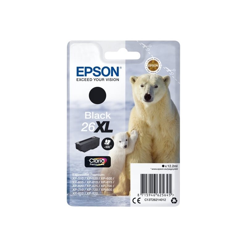 Epson 26XL Claria Premium Ink Polar Bear -väriainekasetti, musta