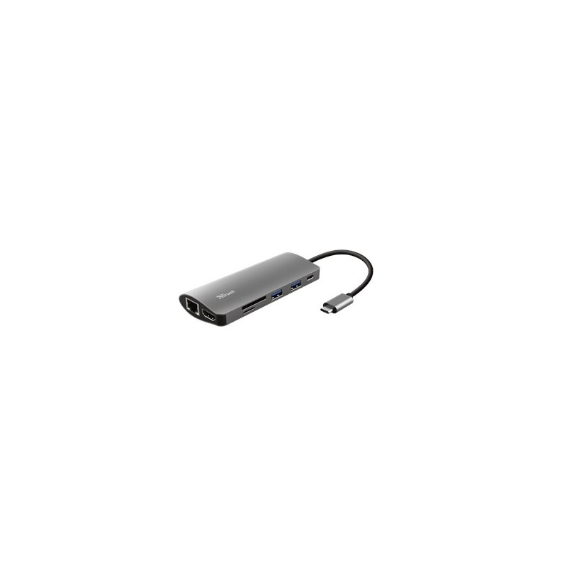 TRUST Dalyx 7-in-1 USB-C Multiport -adapteri, harmaa/musta