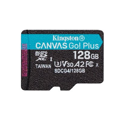 Kingston 128GB Canvas Go! Plus Gen4, microSDXC-muistikortti, UHS-1 V30 U3 A2, jopa 200 MB/s