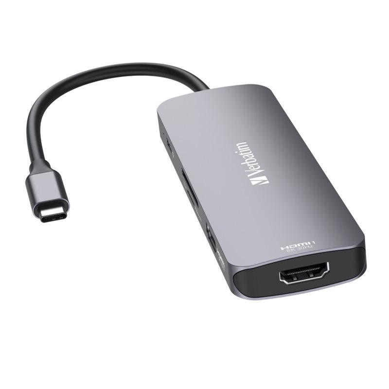 Verbatim 3.2 Gen1 8-in-1 USB-C -telakka, harmaa