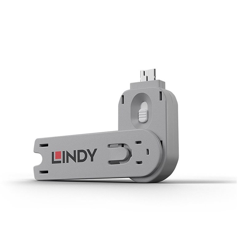 Lindy USB-A Port Blocker, vain avain, valkoinen/harmaa