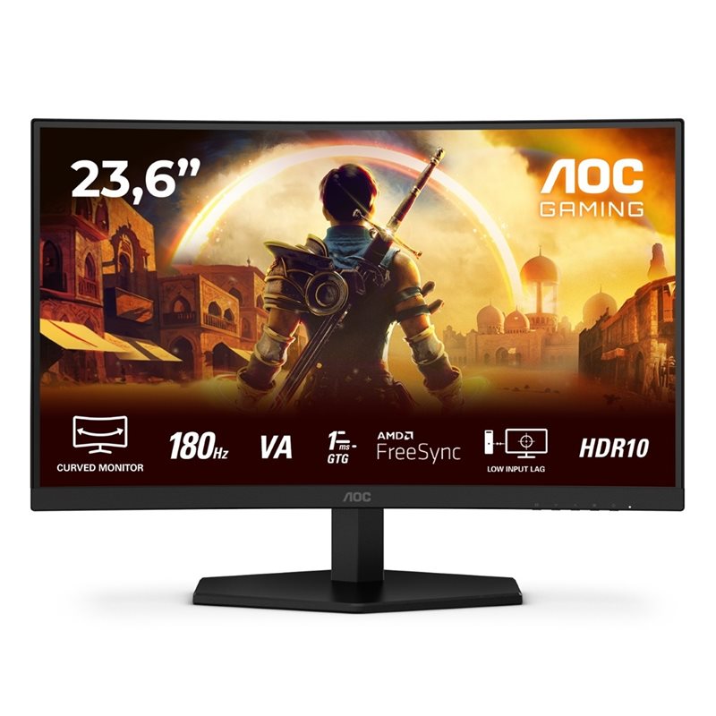AOC 27" C24G42E, kaareva 180Hz Full HD -pelimonitori, musta