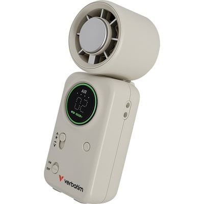 Verbatim Cool 'n' Go Ice Touch Mini Handheld Fan, ladattava käsituuletin, valkoinen/hopea