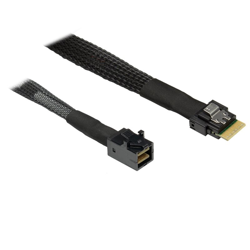 Inter-Tech SlimSAS SFF-8654 4i -> Mini SAS HD SFF-8643 -kaapeli, 80cm, musta