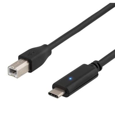 Deltaco USB-C - USB-B -kaapeli, 2m, musta