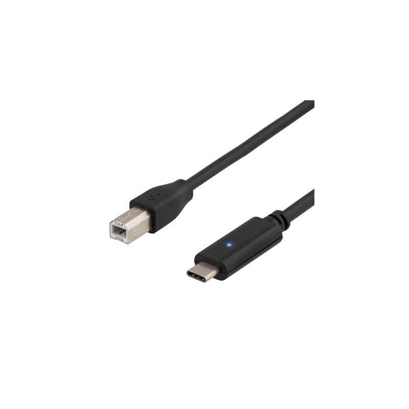Deltaco USB-C - USB-B -kaapeli, 2m, musta