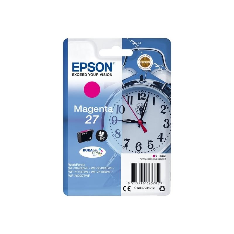 Epson 27 DURABrite Ultra Alarm Clock -väriainekasetti, magenta (SEC)