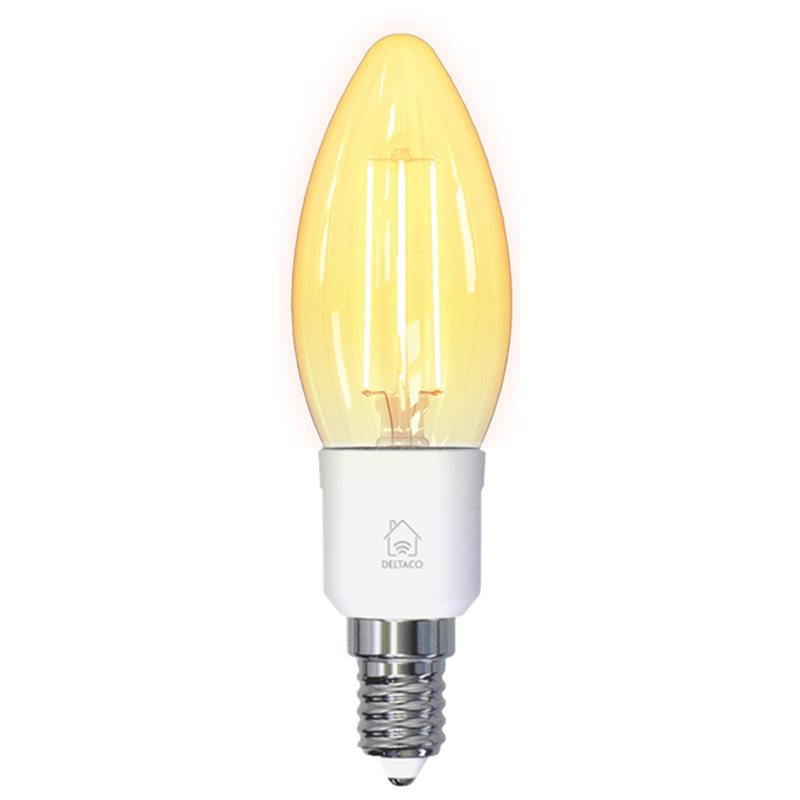 Deltaco Smart Home LED-älylamppu, E14, Wi-Fi, 4,5W, 400 lumenia, himmennettävä